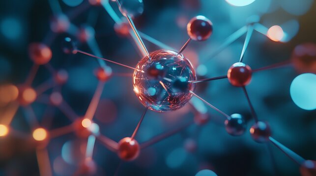 Atomic molecular structure concept with abstract generative ai design - Powered by Adobe