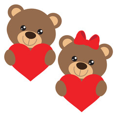 Valentine   bear  vector cartoon illustration