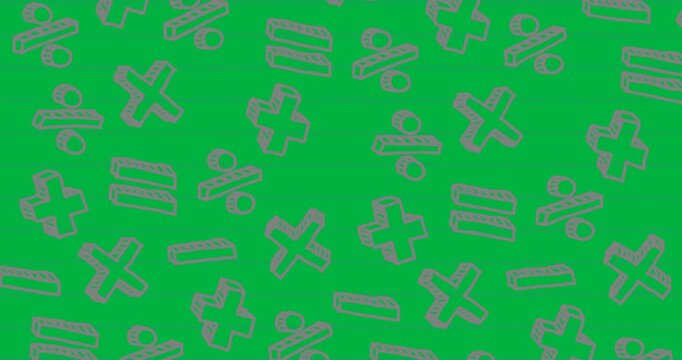 Mathematical symbols moving against black board