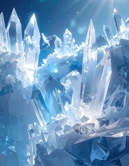 Macro View of Ice Crystals in Winter Landscape