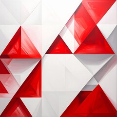 Geometric Abstract Art with Red and White Triangles