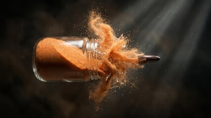 Exploding Bottle of Orange Powder Captures a Moment of Dynamic Destruction