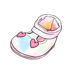 pair of baby shoes watercolor illustration