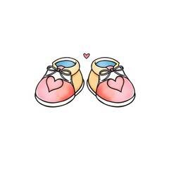 pair of baby shoes watercolor illustration