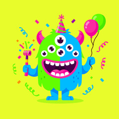 Fototapeta premium happy birthday monster vector