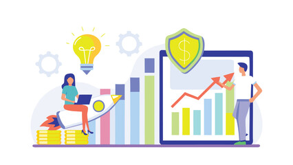 Fototapeta premium Business professionals analyzing financial growth with laptop and smartphone