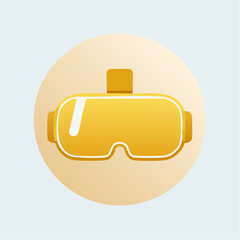 VR headset icon on a light orange circle against a light blue background.