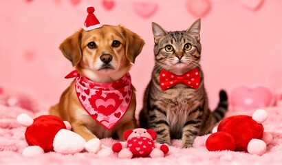Valentine's Day pets with festive outfits