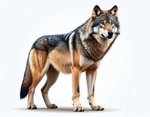 Majestic Gray Wolf Standing Proudly on White Background