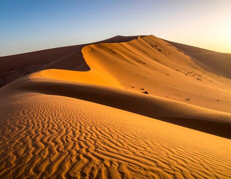 Golden Sand Dunes Under a Clear Blue Sky - Powered by Adobe