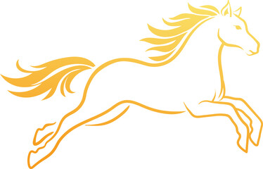 Golden Outline Galloping Horse