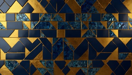 Luxurious Blue-Gold Abstract Geometric Design
