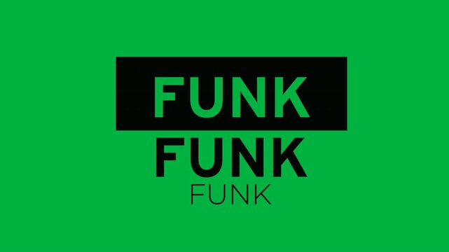 Animation of funk text in repetition on white background