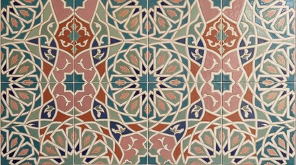 Vibrant Moroccan tiles with intricate floral patterns and geometric shapes