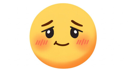 Fototapeta premium Cute smiling face with blush and eyebrows emoticon