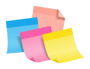 Creative note taking techniques for office workstation visuals isolated on transparent background