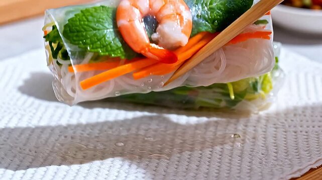 Fresh spring roll with shrimp and vegetables