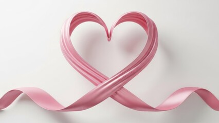 Flowing Satin Ribbon Tied into a Heart Shape with Soft Shadows and High Detail Textures