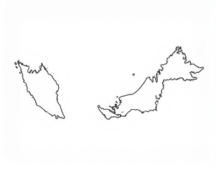 Malaysia Outline Map Peninsula and Borneo