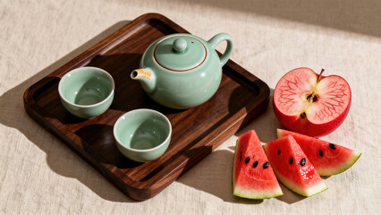 Celadon Teapot & Creative Tableware Food Still Life Photography