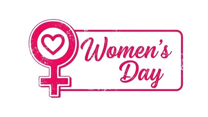 International women's day logo with feminine symbol and heart