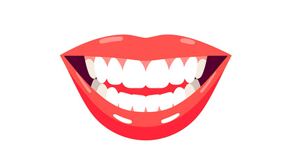 Naklejka premium A cartoon illustration of a smiling mouth with white teeth and red lips