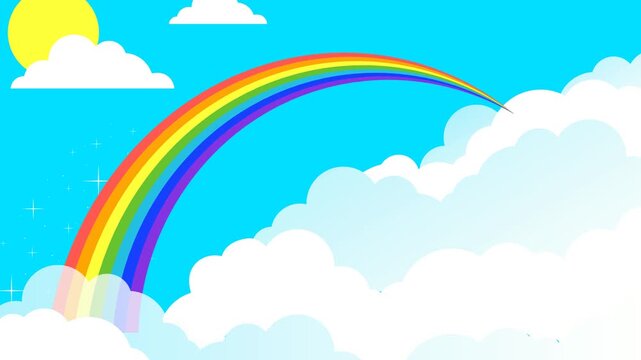 Rainbow weather with clouds animation, 4k video 