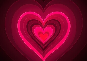 Abstract design of flowing romantic heart shapes in bright crimson, magenta, and rose hues, ideal for celebratory backdrops ,affection ,modern ,red