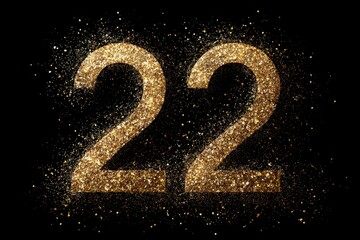 Sparkling Glittering Golden Number 22 Celebrating New Year Event