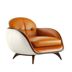 Modern Leather Armchair Isolated on Transparent Background