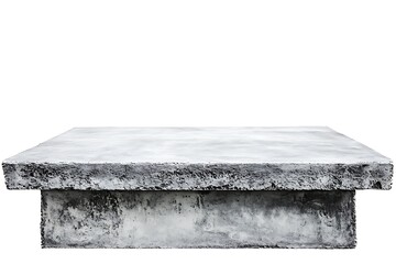 Empty concrete counter exhibits rough texture on a transparent background is seen here
