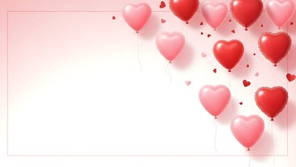 Valentine's day celebration with heart shaped balloons and confetti