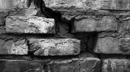 Weathered Brick Wall Close-Up Showcasing Texture and Aging Patterns