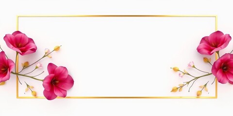 Elegant gold linear frame with subtle floral accents on a white background,  classy,  elegant