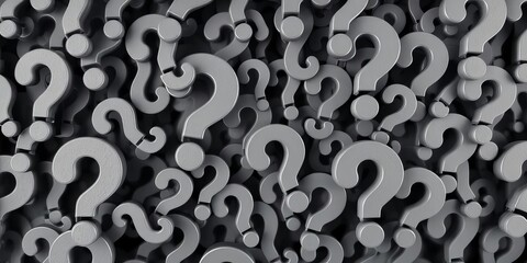 Intriguing background of overlapping question marks in various sizes and shades of gray,  art,  symbols