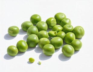 Close-up of vibrant green peas scattered on a white surface (1)