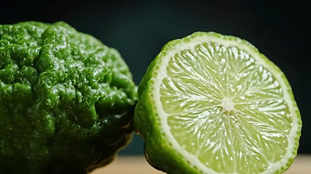 Exotic Kaffir Lime Citrus Fruit In Cinematic Studio Lighting