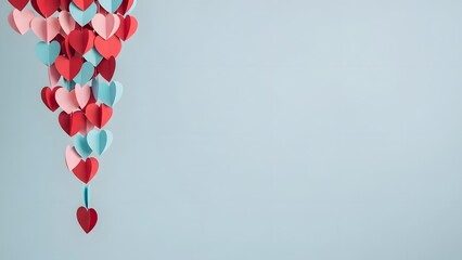 Colorful paper flower garland hanging from top to bottom