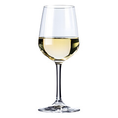 Glass of White Wine Isolated on Transparent Background