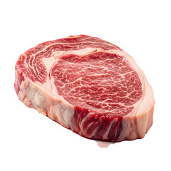 Raw ribeye steak on black background