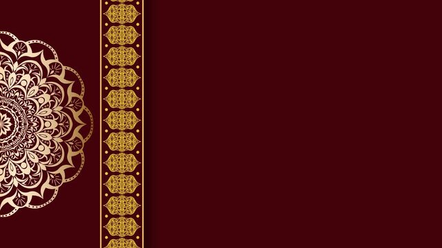 Elegant Golden Mandala Border on Deep Red Background.