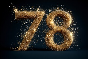 Glittering Number 78 with Sparkles and Shimmering Effects