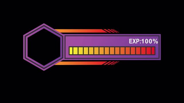Xp Gaming Bar Animation Loading video from 0 to 100 with Alpha Channel, you can add Photos and Name in the blank area