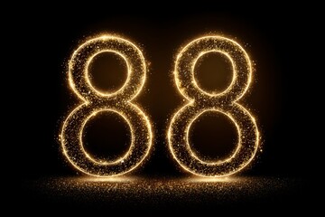 Glittering Golden Number Eighty-Eight on a Dark Background