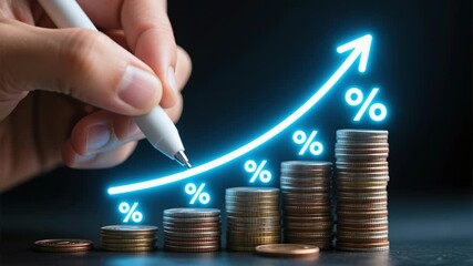 Financial growth wealth management retirement planning compound interest success coin stacks upward arrow secure future long term financial success building wealth through smart compound interest - Powered by Adobe