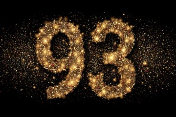 Glittering Sparkle Display of Number Ninety-Three in Gold