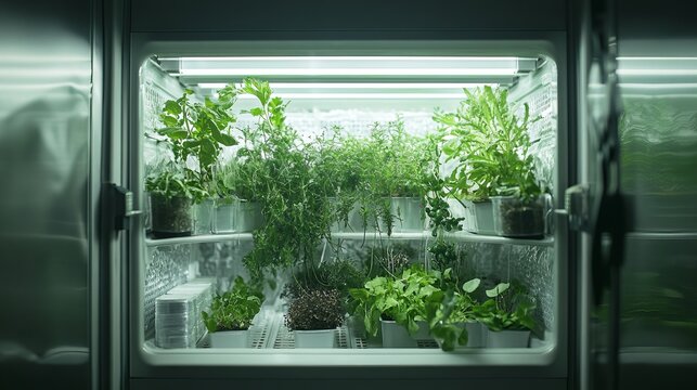 Model plant growing in growth chamber for botanical research