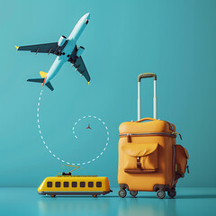  Travel Concept Airplane Suitcase Train Journey Digital Vacation Adventure