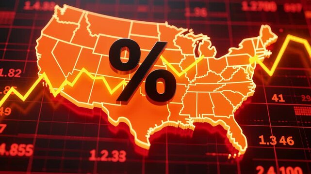 Interest rate growth and financial management success impact retirement planning with compound interest percentage trends across United States map illustrating wealth growth and financial success