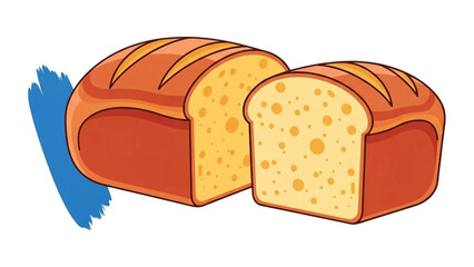A fresh loaf of sliced bread revealing its fluffy yellow interior on a black background isolated on transparent background